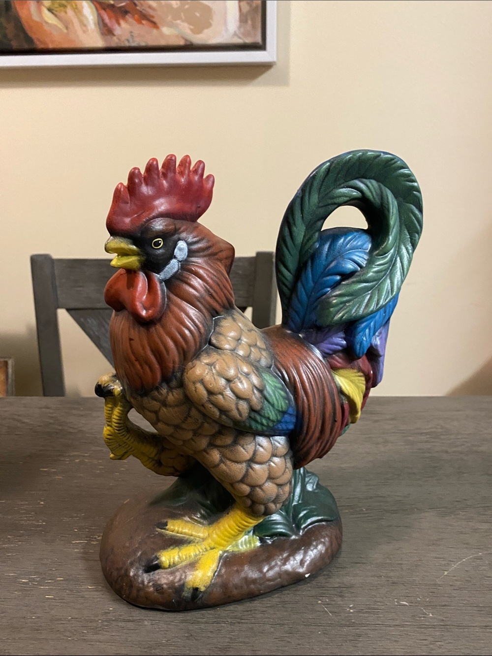 Colorful Rooster Sculpture - Multicolor Ceramic Home Art